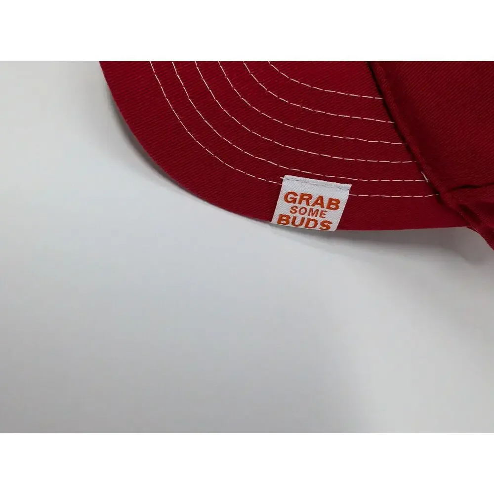 Budweiser Beer Red Hat Grab Some‎ Buds Baseball Cap Adjustable Beach BBQ Summer